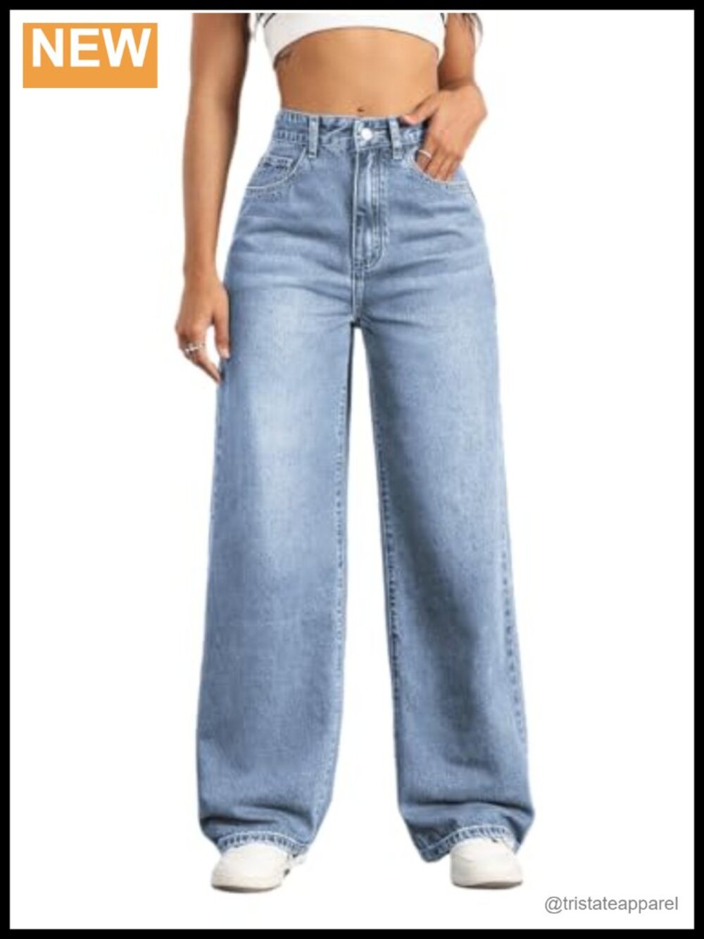 High Waisted Wide Leg Straight Leg Jeans for Women Tummy Control Denim Pants